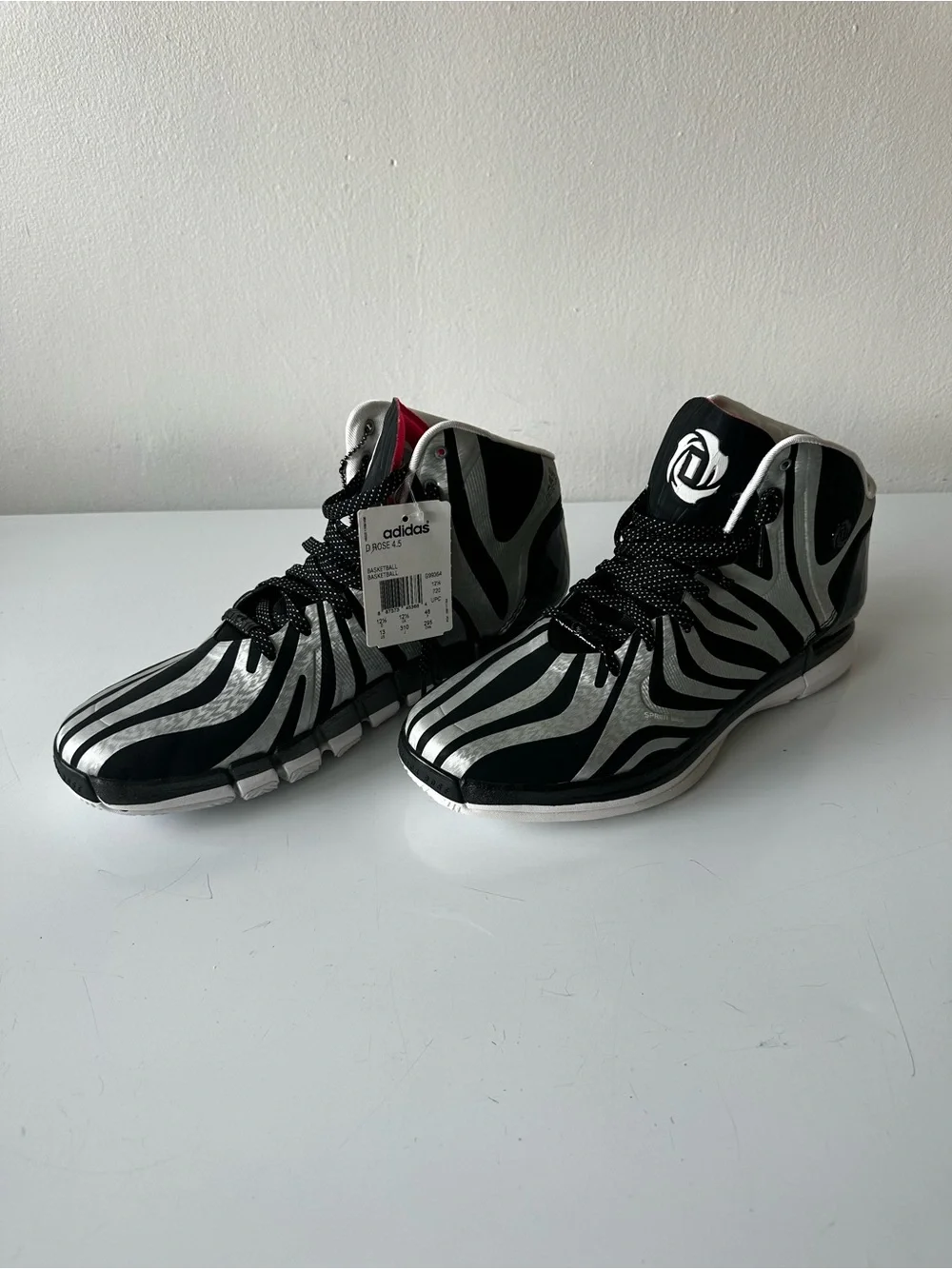 Adidas D Rose 4.5 High-Top Sneakers in Black & Silver Zebra size 13